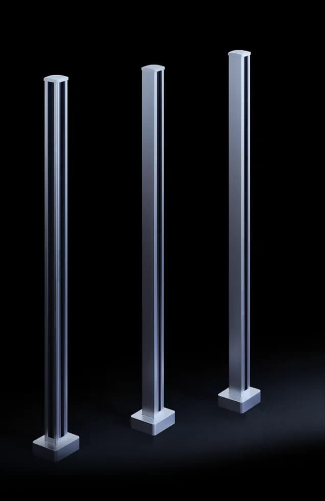 Technischer Schnitt des Modells PP-20 — Quadratischer Aluminiumpfosten, modular