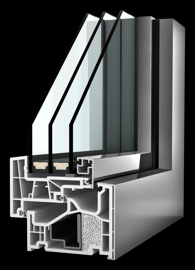 Cross-section of the PVC-aluminium window profile